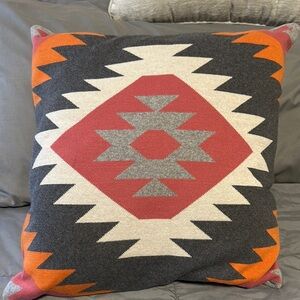 Geometric Pattern Throw Pillow - Red, Gray, Orange